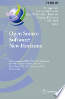 Open Source Software: New Horizons [E-Book] : 6th International IFIP WG 2.13 Conference on Open Source Systems, OSS 2010, Notre Dame, IN, USA, May 30 – June 2, 2010. Proceedings /