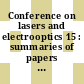 Conference on lasers and electrooptics 15 : summaries of papers : CLEO 1995 : summaries of papers : Baltimore, MD, 22.05.95-26.05.95