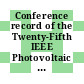 Conference record of the Twenty-Fifth IEEE Photovoltaic Specialists Conference - 1996 : Hyatt Regency Crystal City, Washington, DC, May 13-17, 1996.