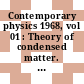 Contemporary physics 1968, vol 01 : Theory of condensed matter. : Contemporary physics: Trieste symposium 1968: Proceedings vol 0001 : Trieste, 07.06.68-28.06.68.
