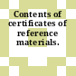 Contents of certificates of reference materials.