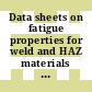 Data sheets on fatigue properties for weld and HAZ materials of Sb42 (carbon/silicon, 420 N/Mm(E-2) TS) carbon steel plate for boilers and other pressure vessels.