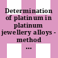 Determination of platinum in platinum jewellery alloys - method using inductively coupled plasma emission spectrometry on a solution with yttrium as internal standard /