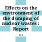Effects on the environment of the dumping of nuclear wastes : Report prepared by the International Atomic Energy Agency for submission to the Secretary General of the United Nations through the United Nations environment programme.