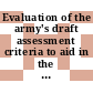 Evaluation of the army's draft assessment criteria to aid in the selection of alternative technologies for chemical demilitarization / [E-Book]