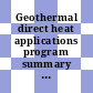 Geothermal direct heat applications program summary : Semi-annual review meeting, : Las-Vegas, NV, 20.11.1980-21.11.1980.