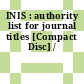 INIS : authority list for journal titles [Compact Disc] /