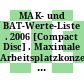 MAK- und BAT-Werte-Liste . 2006 [Compact Disc] . Maximale Arbeitsplatzkonzentrationen und biologische Arbeitsstofftoleranzwerte /