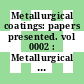 Metallurgical coatings: papers presented. vol 0002 : Metallurgical coatings: international conference. 0008 : San-Francisco, CA, 06.04.81-10.04.81.