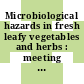 Microbiological hazards in fresh leafy vegetables and herbs : meeting report [E-Book]