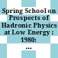 Spring School on Prospects of Hadronic Physics at Low Energy : 1980: proceedings : Spring School on Prospects of Hadronic Physics at Low Energies : 1980: proceedings : Zuoz, 17.04.90-25.04.90.