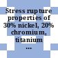 Stress rupture properties of 30% nickel, 20% chromium, titanium aluminium alloy