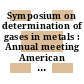 Symposium on determination of gases in metals : Annual meeting American Society for Testing and Materials 0066 : Atlantic-City, NJ, 18.06.57.