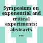 Symposium on exponential and critical experiments: abstracts of papers : Amsterdam, 02.09.1963-06.09.1963