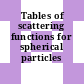 Tables of scattering functions for spherical particles