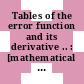 Tables of the error function and its derivative .. : [mathematical equation given]