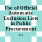 Use of Official Automatic Exclusion Lists in Public Procurement [E-Book] /
