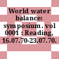 World water balance: symposium. vol 0001 : Reading, 16.07.70-23.07.70.