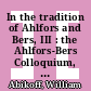 In the tradition of Ahlfors and Bers, III : the Ahlfors-Bers Colloquium, October 18-21, 2001, University of Connecticut at Storrs [E-Book] /