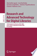 Research and Advanced Technology for Digital Libraries [E-Book] : 13th European Conference, ECDL 2009, Corfu, Greece, September 27 - October 2, 2009. Proceedings /