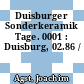Duisburger Sonderkeramik Tage. 0001 : Duisburg, 02.86 /
