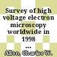 Survey of high voltage electron microscopy worldwide in 1998 : submitted to the 14th international congress on electron microscopy, August 31 - September 4, 1998, Cancun, Mexico [E-Book]