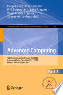 Advanced Computing [E-Book] : 12th International Conference, IACC 2022, Hyderabad, India, December 16-17, 2022, Revised Selected Papers, Part I /