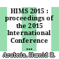 HIMS 2015 : proceedings of the 2015 International Conference on Health Informatics and Medical Systems [E-Book] /