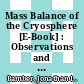 Mass Balance of the Cryosphere [E-Book] : Observations and Modelling of Contemporary and Future Changes /