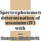 Spectrophotometric determination of uraniuim(IV) with arsenazo III : [E-Book]