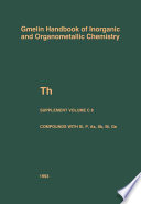 Th Thorium Supplement Volume C 8 [E-Book] : Compounds with Si, P, As, Sb, Bi, and Ge /