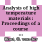 Analysis of high temperature materials : Proceedings of a course : Petten : Petten, 1983-1983.