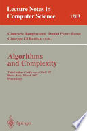 Algorithms and Complexity [E-Book] : Third Italian Conference, CIAC'97, Rome, Italy, March 12-14, 1997, Proceedings /