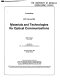 Materials and technologies for optical communications: proceedings : Cannes, 19.11.87-20.11.87.