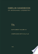 Th Thorium [E-Book] : Supplement Volume C 5 Compounds with S, Se, Te and B /