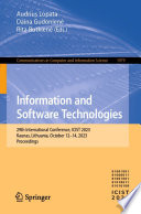 Information and Software Technologies [E-Book] : 29th International Conference, ICIST 2023, Kaunas, Lithuania, October 12-14, 2023, Proceedings /