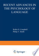 Recent Advances in the Psychology of Language [E-Book] : Formal and Experimental Approaches /