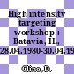 High intensity targeting workshop : Batavia, IL, 28.04.1980-30.04.1980.