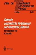 Taschenbuch für Chemiker und Physiker. 3. Elemente, anorganische Verbindungen und Materialien, Minerale /
