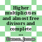 Higher multiplicities and almost free divisors and complete intersections [E-Book] /