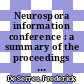 Neurospora information conference : a summary of the proceedings of an information conference La Jolla, California March 2 - 4, 1961 /