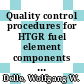 Quality control procedures for HTGR fuel element components [E-Book] /