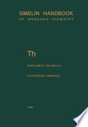 Th Thorium [E-Book] : Natural Occurrence. Minerals (Excluding Silicates) /