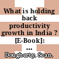 What is holding back productivity growth in India ? [E-Book]: Recent microevidence /