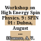 Workshop on High Energy Spin Physics. 9 : SPIN 01 : Dubna, August 2-7, 2001, proceedings /