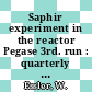 Saphir experiment in the reactor Pegase 3rd. run : quarterly report 1st and 2nd quarter 1972 [E-Book] /