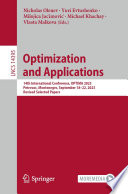 Optimization and Applications [E-Book] : 14th International Conference, OPTIMA 2023, Petrovac, Montenegro, September 18-22, 2023, Revised Selected Papers /