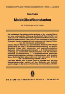 Molekülkraftkonstanten : zur Theorie und Berechnung der Konstanten der potentiellen Energie der Moleküle /