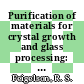 Purification of materials for crystal growth and glass processing: proceedings of the workshop : Watsonville, CA, 14.05.1985-17.05.1985.