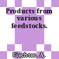 Products from various feedstocks.